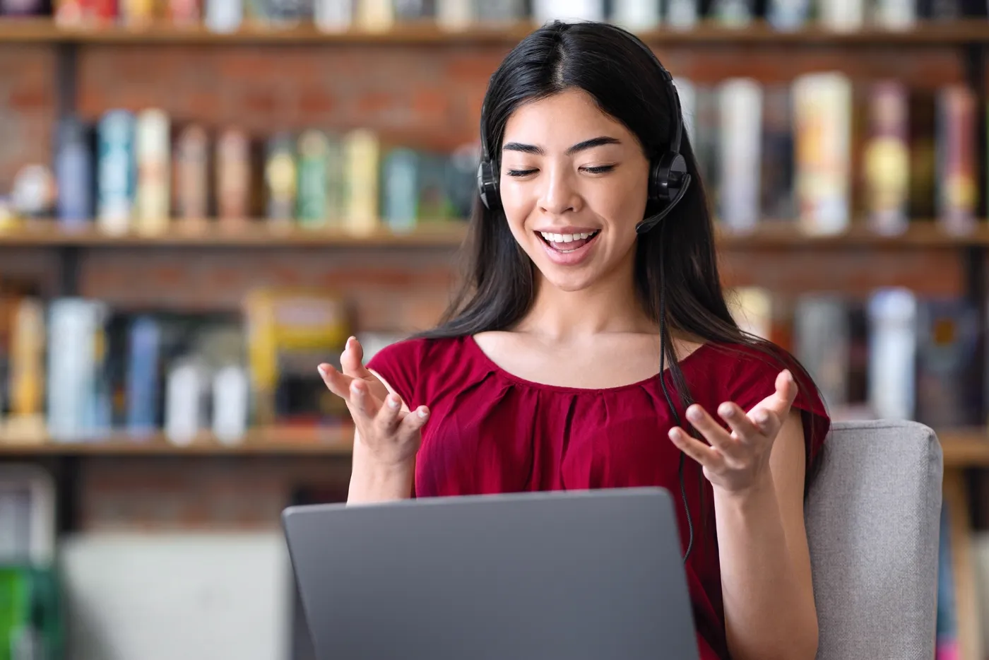 Student in a live online lesson