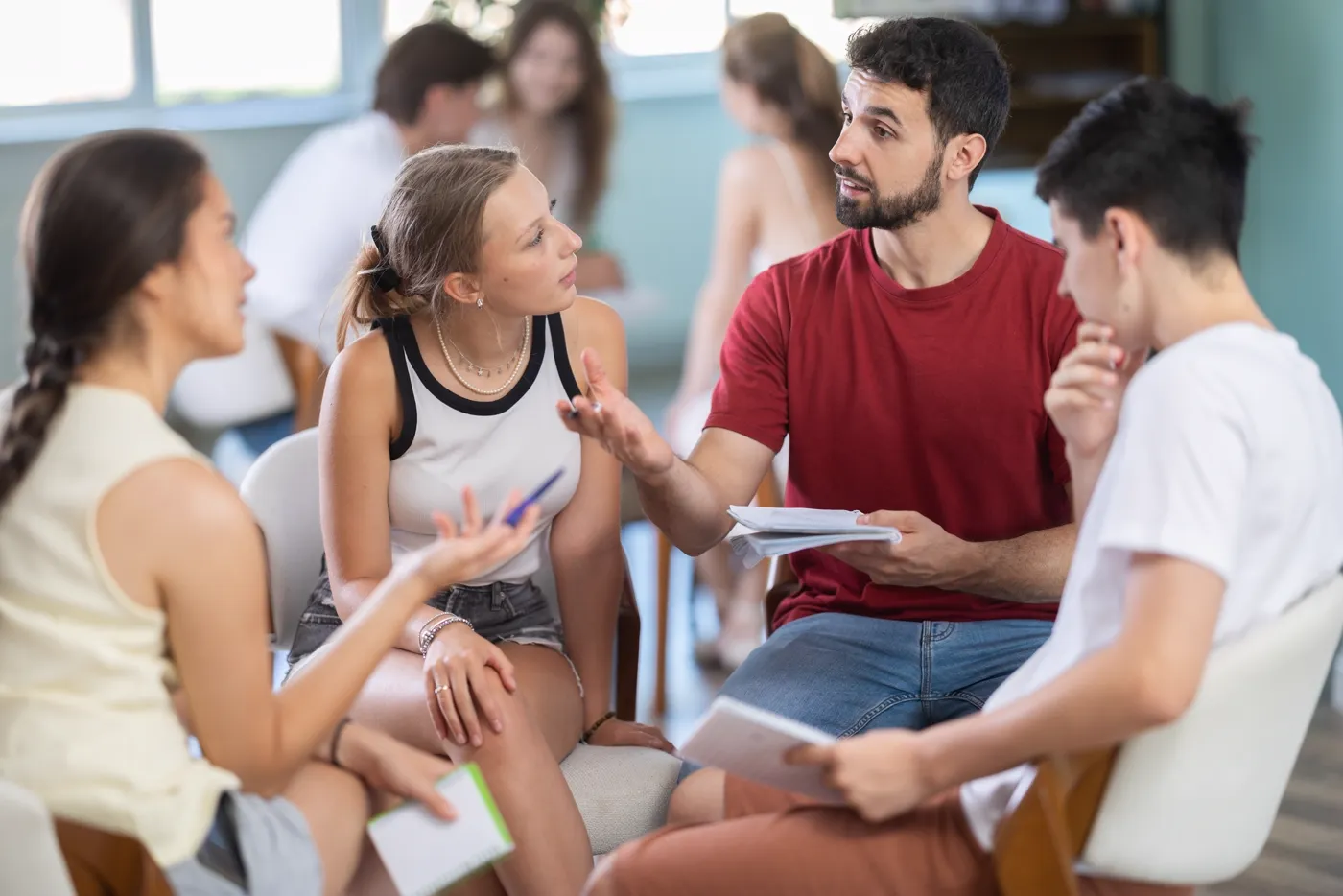 Students in a conversation class